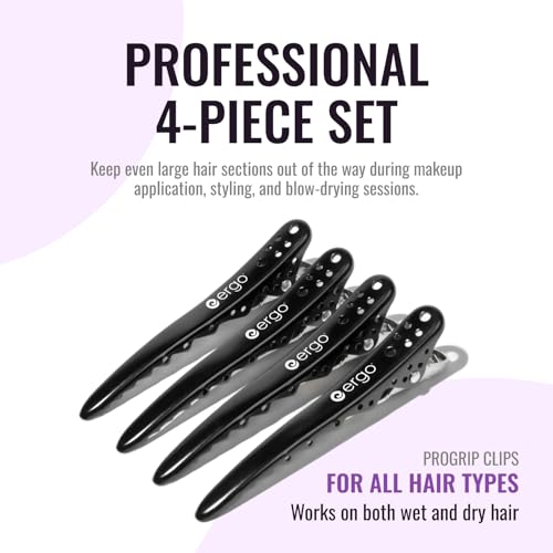 ERGO ProGrip Hair Clips for Styling – 4 Pack Alligator Sectioning Clips
