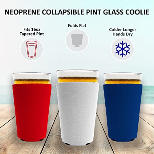 Neoprene Pint Glass Coolies - 4 Pack, Collapsible & Insulated