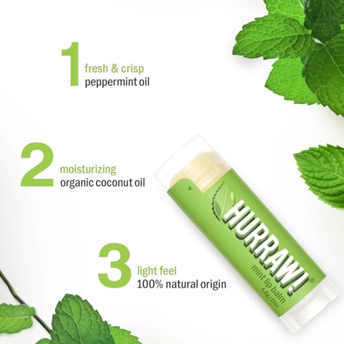 Hurraw! Organic Mint Lip Balm Set - 2 Pack, Certified Vegan & Cruelty-Free