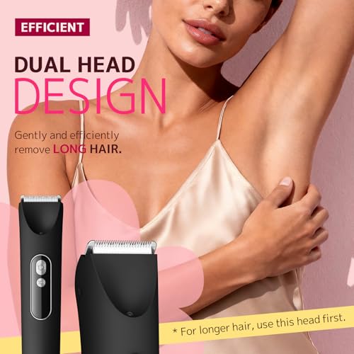 Bikini Trimmer for Women,Smooth Electric Razor for Sensitive Skin, IPX7 Waterproof Wet & Dry Cordless Body Shaver & Grooming Set for Bikini Area, Pubic Hair, Face, Underarms & Legs (Black