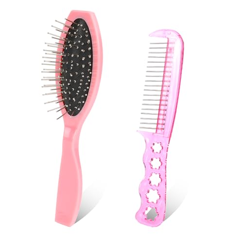 2-Pack Stainless Steel Wig Brushes for Synthetic Hair - Ergonomic Design