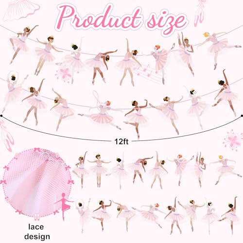 Ballerina Dancer Banner Garland - 2 Pcs Pink Ballet Decor