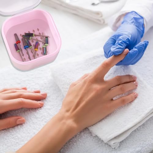 Nail Tool Sterilizer Box with Drain Basket - Pink Disinfection Case