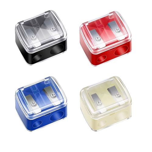 4-Pack Dual Hole Makeup Pencil Sharpeners for Eyeliner & Lip Liner