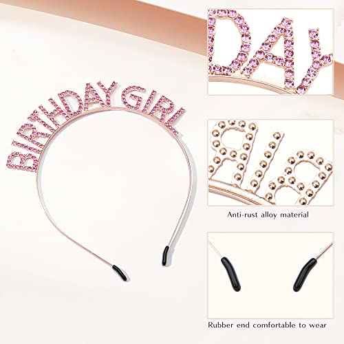 PQRUU Glitter Birthday Sash and Tiara Set - Pink Party Accessories