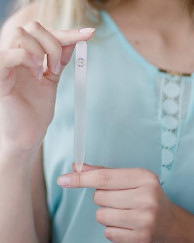 Malva Belle Crystal Glass Nail File with Travel Case - Reusable Nail Shaper for Natural & Gel Nails - Pastel Pink