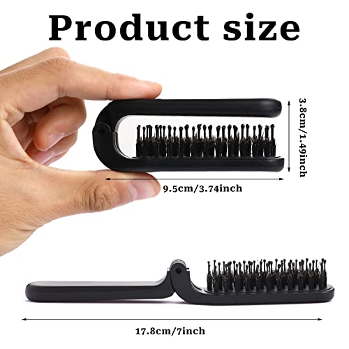 Travel Foldable Hair Brush with Boar & Nylon Bristles - Compact Portable Styling Tool