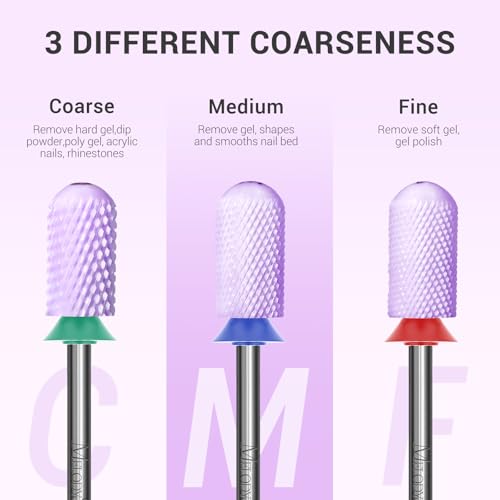 MelodySusie Medium-M Purple Ceramic Nail Drill Bit - Large Round Top, Manicure & Pedicure