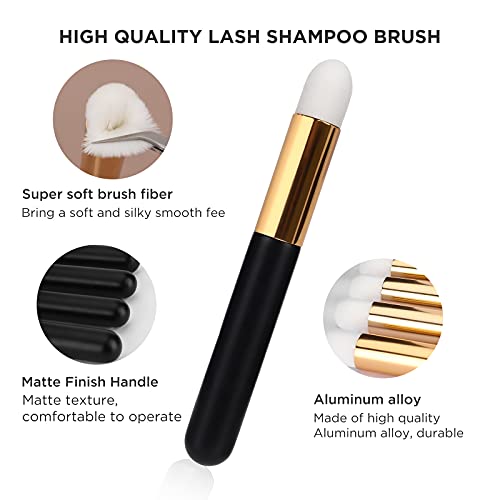 BEYELIAN 20 Pcs Black Lash Shampoo Brush Set for Eyelash Extension & Facial Cleansing (Brushes-Black)