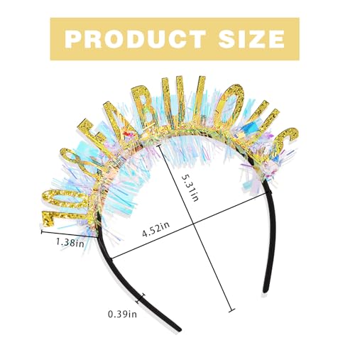 CIEHER 70th Birthday Crown - Gold Glitter Headband for Women