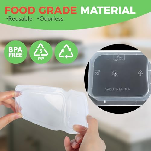 9oz Reusable Snack Containers with Lids - 10 Pack Dual Compartment