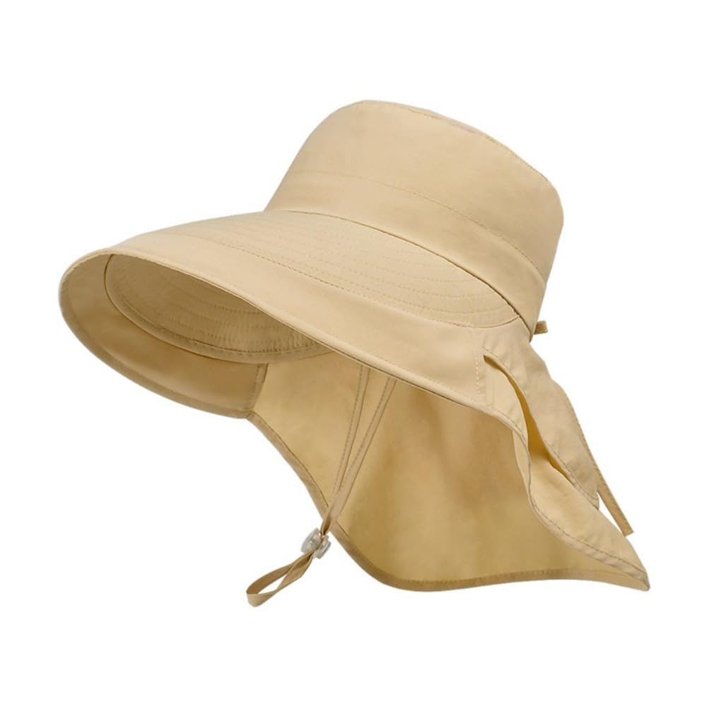 Women's Wide Brim Sun Hat with UPF 50+ UV Protection Foldable Bucket Hat for Beach Travel Hiking Fishing (Khaki)