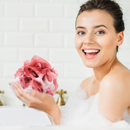 4 Pack Bath Loofah Sponges - Mesh Body Scrubber & Exfoliator