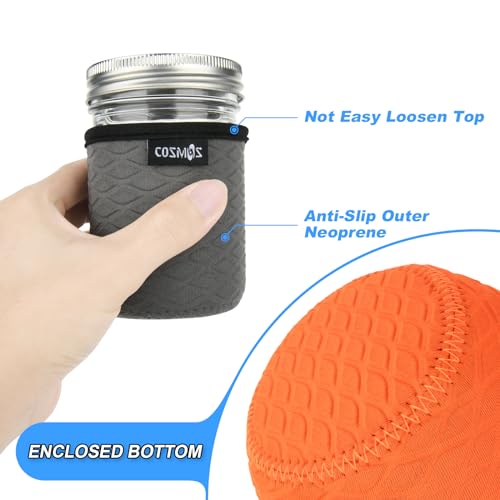 Cosmos Neoprene Mason Jar Sleeves - 4 Pack for Regular Mouth Jars