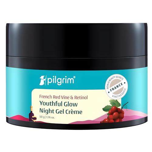 Pilgrim French Red Vine & Retinol Night Gel Cream – Lightweight Moisturizer for Radiant Skin, 1.76 Oz