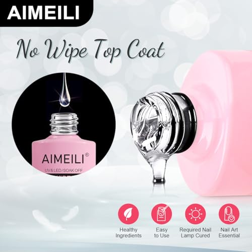 AIMEILI No Wipe Top Coat - HEMA-Free Vegan Gel Nail Polish