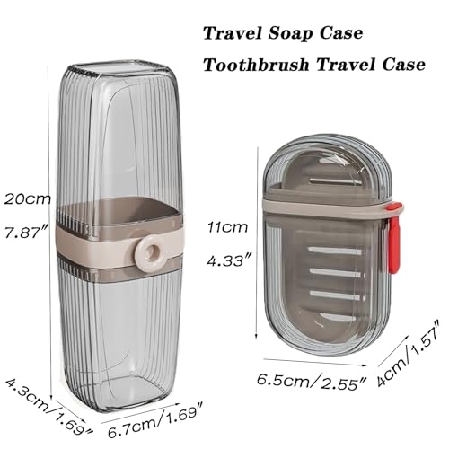 Travel Soap and Toothbrush Case Set - Leakproof Portable Holder