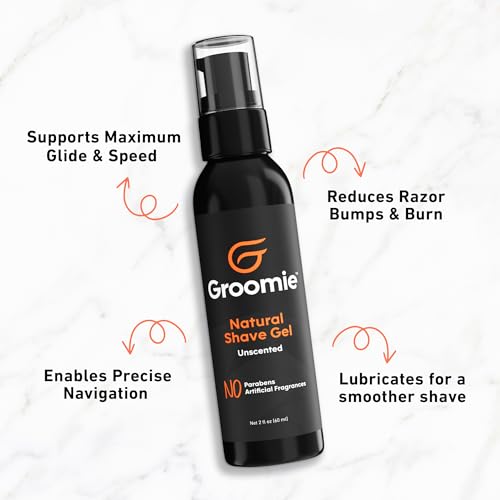 Groomie Natural Shave Gel for Sensitive Skin - 60 mL, Unscented