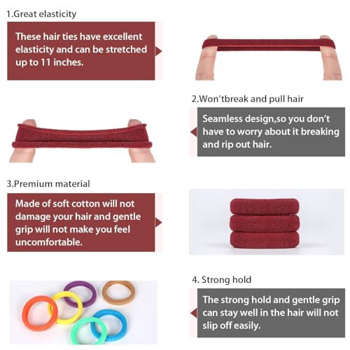 150PCS Elastic Hair Ties No Crease Seamless Hair Bands for Thick & Thin Hair