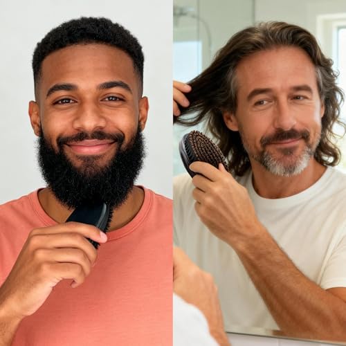 Natural Boar Bristle Beard Brush for Men | Wooden Handle, Travel Size