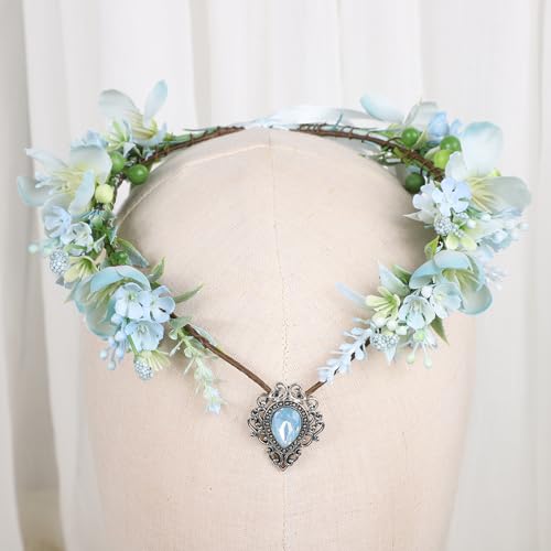 Vivivalue Boho Floral Crown Headband with Ribbon for Wedding and Costume