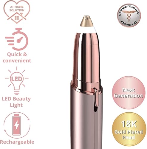 Gurelax Rose Gold Electric Eyebrow Trimmer for Sensitive Skin, Painless & Precise
