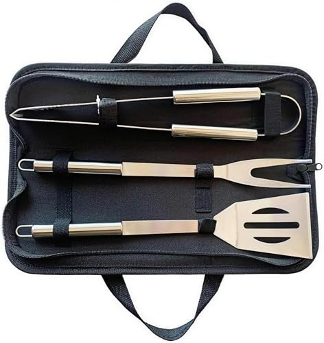 Stainless Steel BBQ Grilling Tools Set - 3-Piece Portable Accessories