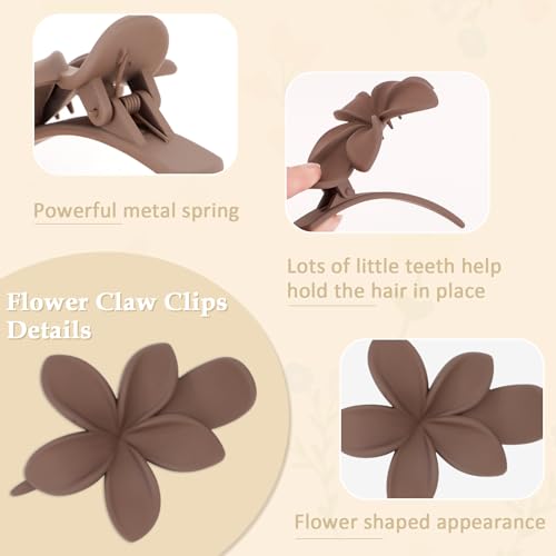 YISSION 6 Pcs Neutral Colors Flower Flat Hair Clips for Women & Girls