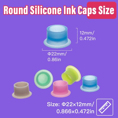 OZER 200pcs Heart-Shaped Silicone Tattoo Ink Cups - Mix Color