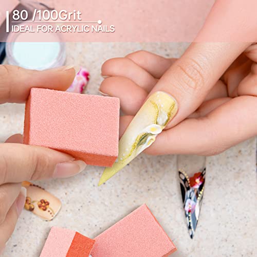 Maryton Mini Nail Buffer Blocks - 80/100 Grit for Gel & Acrylic Nails, 50 Count