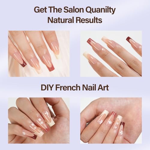 Misssix 300Pcs French Tip Press On Nails - Long Square Soft Gel Nail Tips