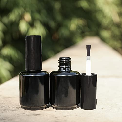 15ML Empty Gel Nail Polish Bottles - Bright Black, Pack of 20 with Brush & Funnels