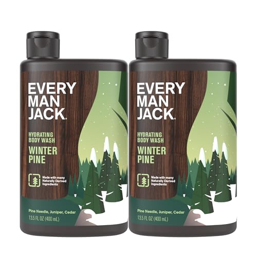 Every Man Jack Hydrating Body Wash for Men, Winter Pine Scent, 2-Pack
