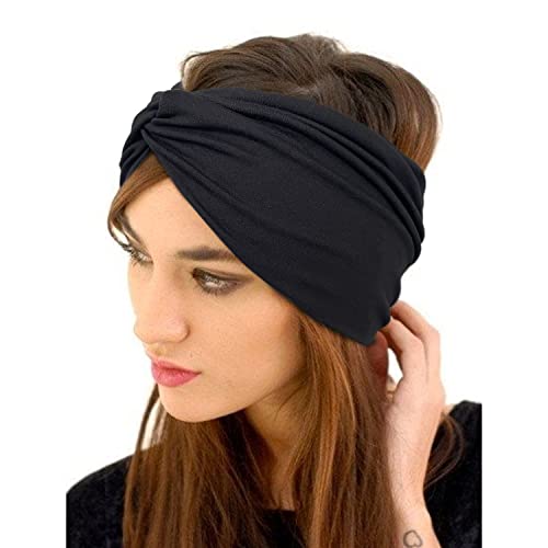 Jesries Extra Wide Turban Headbands for Women - 10 Pack, Soft Fabric