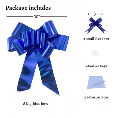 30-Inch Blue Car Bow - Giant Gift Decoration for Parties & Events