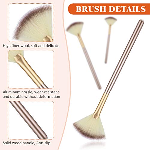Maitys Champagne 9-Piece Fan Shape Facial Mask Brush Set for Makeup & Skincare