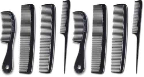 Mars Wellness 4 Piece Professional Comb Set Black (Pack of 2) - Premium Quality Hair Styling Tools