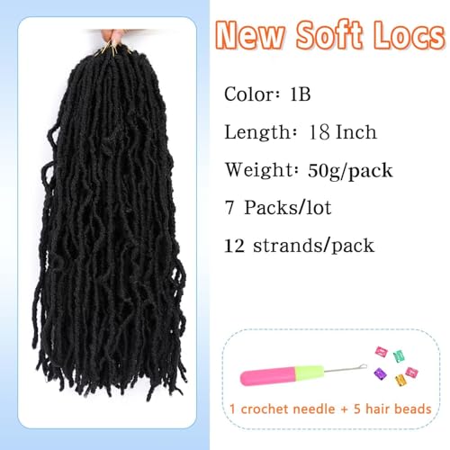Cohariss 18 Inch Soft Faux Locs Crochet Hair - 7 Packs Pre-Looped