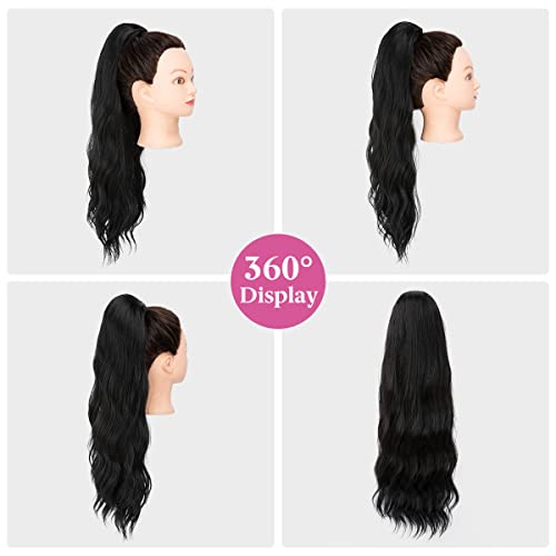 YUMOREAL Off Black 22 Inch Synthetic Drawstring Ponytail Hair Extension for Women