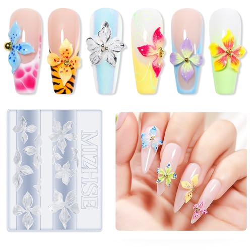 MIZHSE 3D Flower Nail Mold for DIY Gel Nail Art