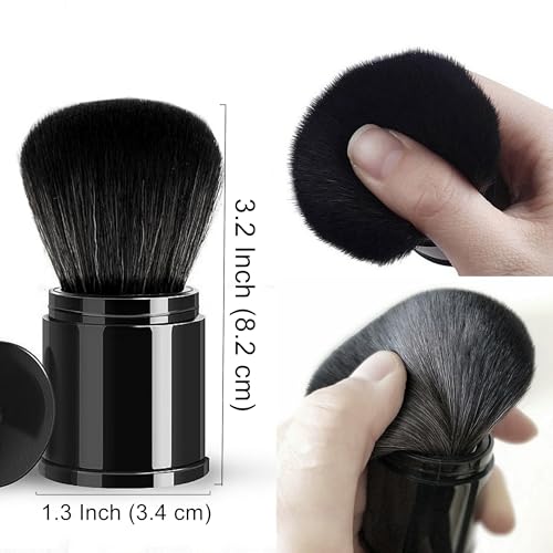Retractable Kabuki Makeup Brush with Soft Goat Hair for Powder and Blush