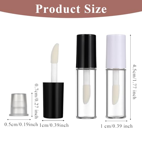 12 Pack Refillable Lip Gloss Tubes 1.2ml with Brush & Inserts
