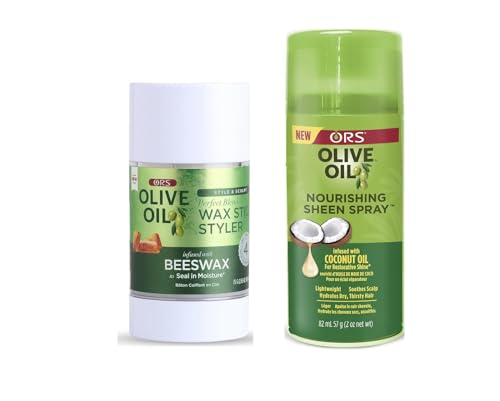 Olive Oil Wax Stick Styler & Nourishing Sheen Spray Bundle for Hair Care