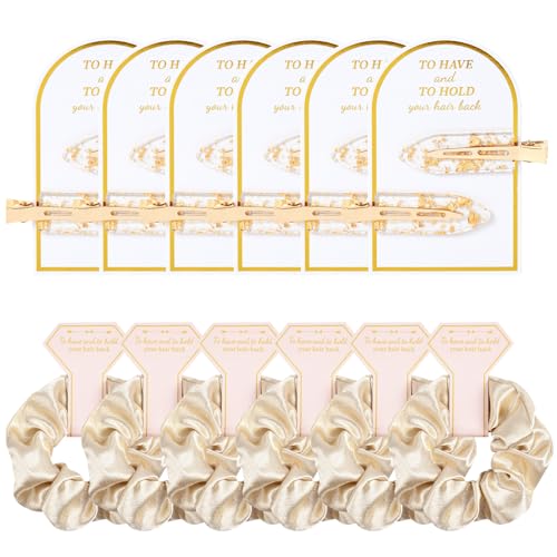 Bridal Hair Accessories Set - 12 PCS Soft Silk Satin Scrunchies & Clips