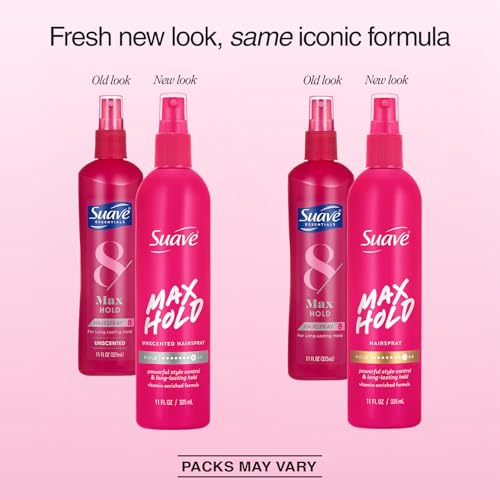 Suave Max Hold Non-Aerosol Hairspray Bundle – 3-Piece Set (11 Oz Each)