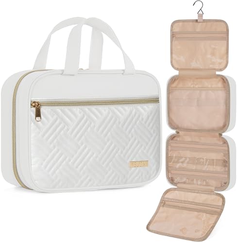 Large White Water-Resistant Hanging Travel Toiletry Bag for Women & Men