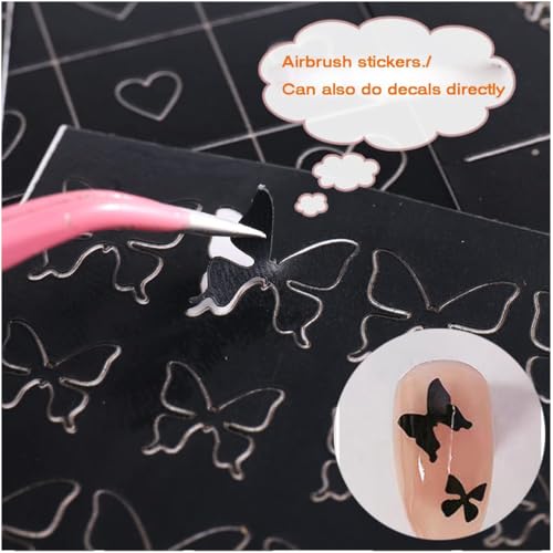 24 Sheets Nail Art Stencils - Butterfly, Flower, Heart Designs