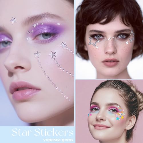 Self-Adhesive Star & Pearl Face Gems - 5 Sheets of Rhinestone Stickers