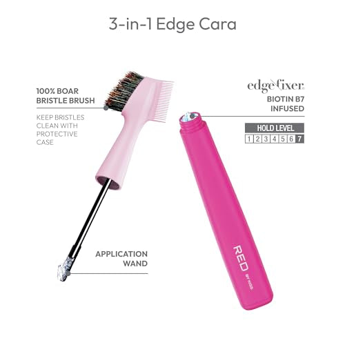 Red by Kiss 3-in-1 Edge Control Styler with Boar Bristle Brush
