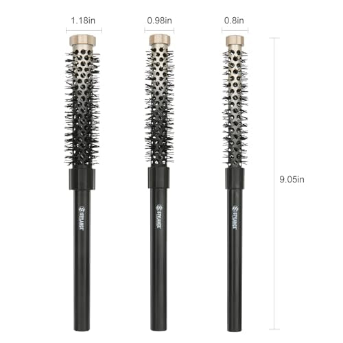 3-Piece Small Barrel Round Brush Set for Short Hair, Bangs, and Root Volume